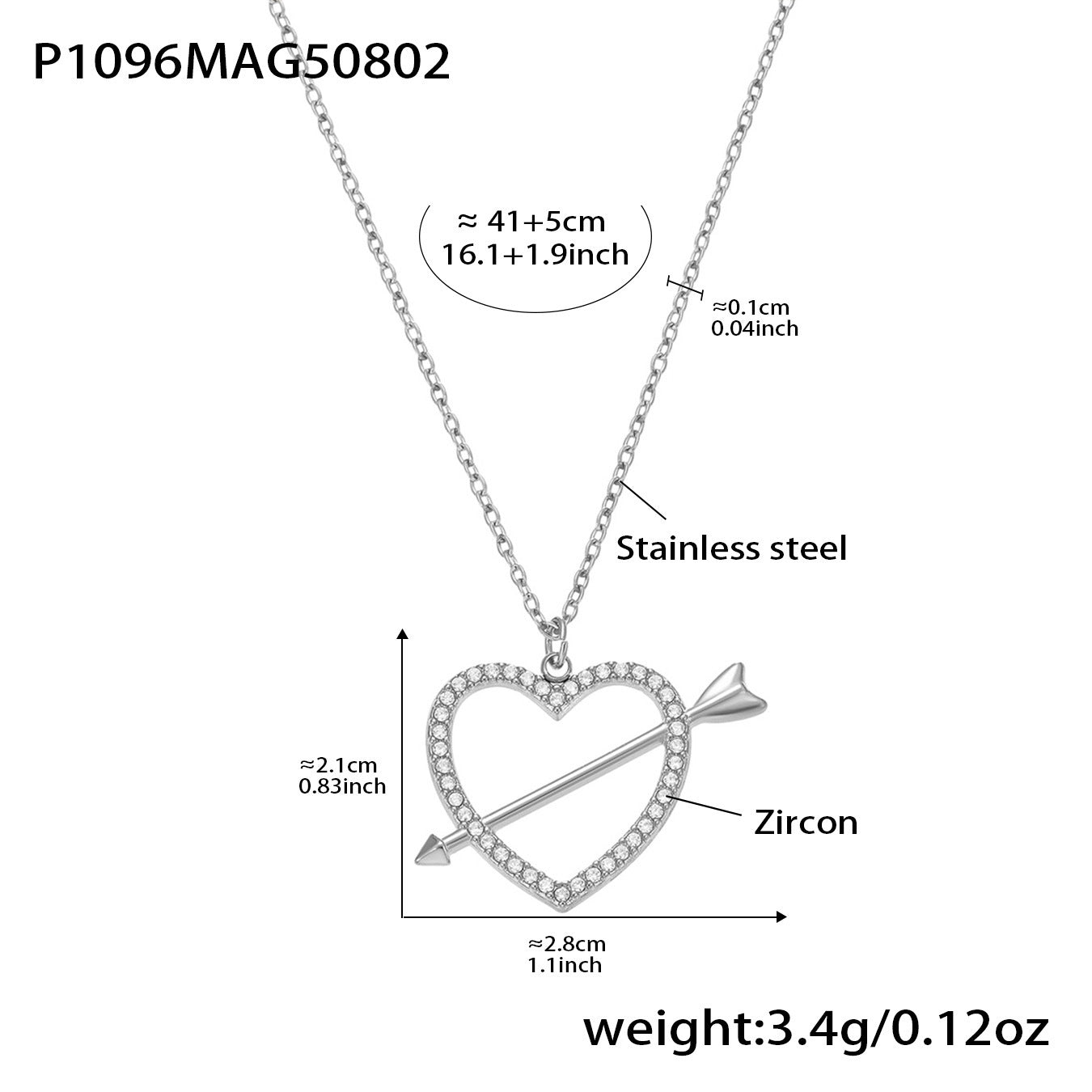316L Stainless Steel Whale Tail & Arrow Heart DIY Collarbone Necklace - Image 5
