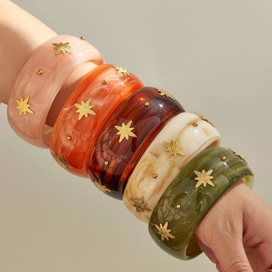 316L Stainless Steel 18K PVD Gold Wide Resin Bangle made with 316L stainless steel and 18K PVD gold finish for wholesale jewelry buyers - image 18