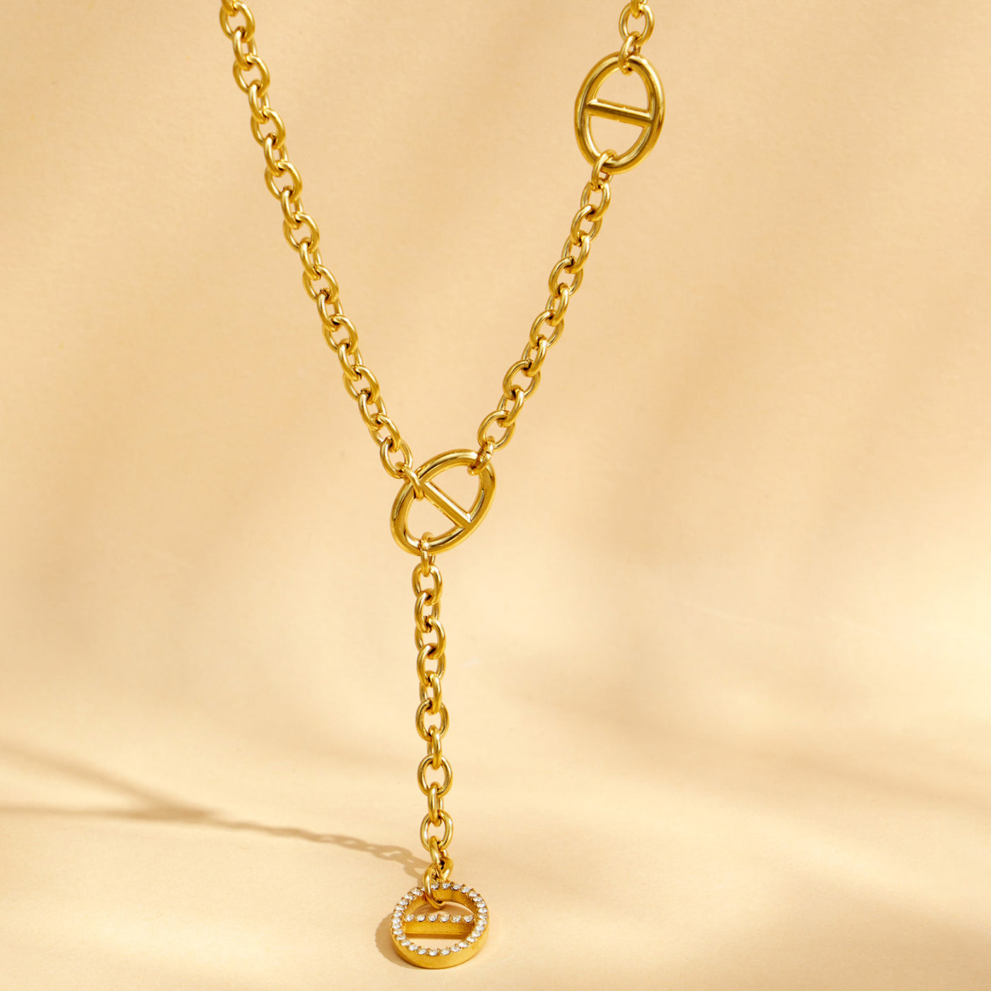 316L Stainless Steel 18K PVD Gold Y Shape Necklace made with 316L stainless steel and 18K PVD gold finish for wholesale jewelry buyers - image 8