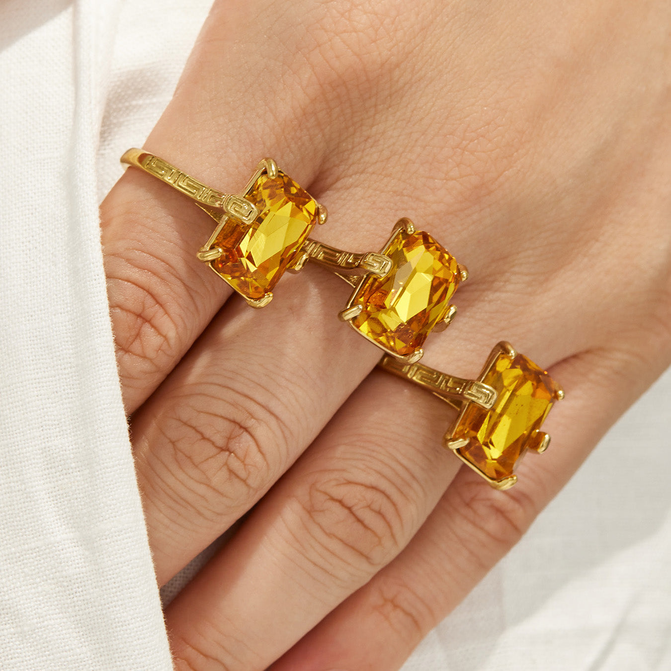 316L Stainless Steel 18K PVD Gold Square Yellow Glass Ring made with 316L stainless steel and 18K PVD gold finish for wholesale jewelry buyers - image 9
