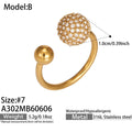 5A锆石开口 / Gold Zircon Ball Open Ring B (A302)
