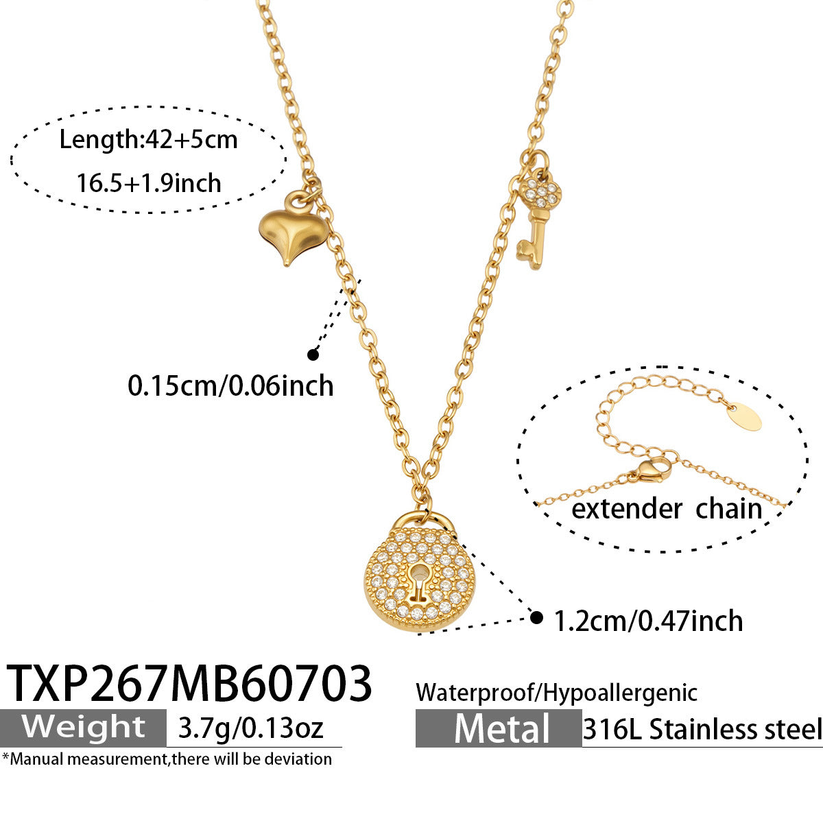 316L Stainless Steel 18K PVD Gold Zircon Lock Bracelet made with 316L stainless steel and 18K PVD gold finish for wholesale jewelry buyers - image 11