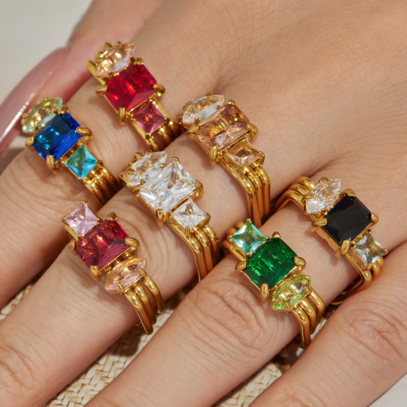 316L Stainless Steel 18K PVD Gold Zircon Ring made with 316L stainless steel and 18K PVD gold finish for wholesale jewelry buyers - image 5