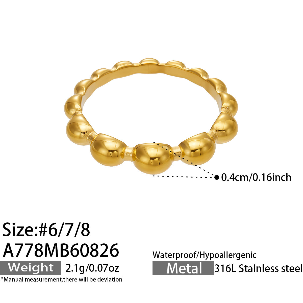 316L Stainless Steel 18K PVD Gold Zircon Ring Set made with 316L stainless steel and 18K PVD gold finish for wholesale jewelry buyers - image 13