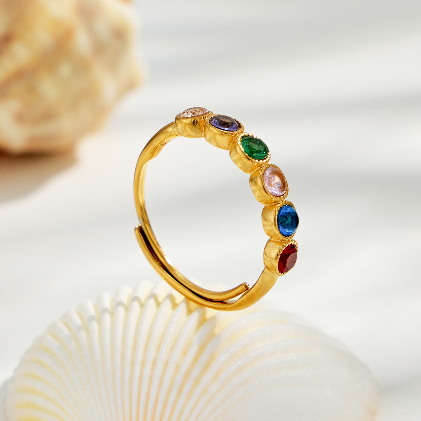 316L Stainless Steel 18K PVD Gold Zircon Ring Set made with 316L stainless steel and 18K PVD gold finish for wholesale jewelry buyers - image 7