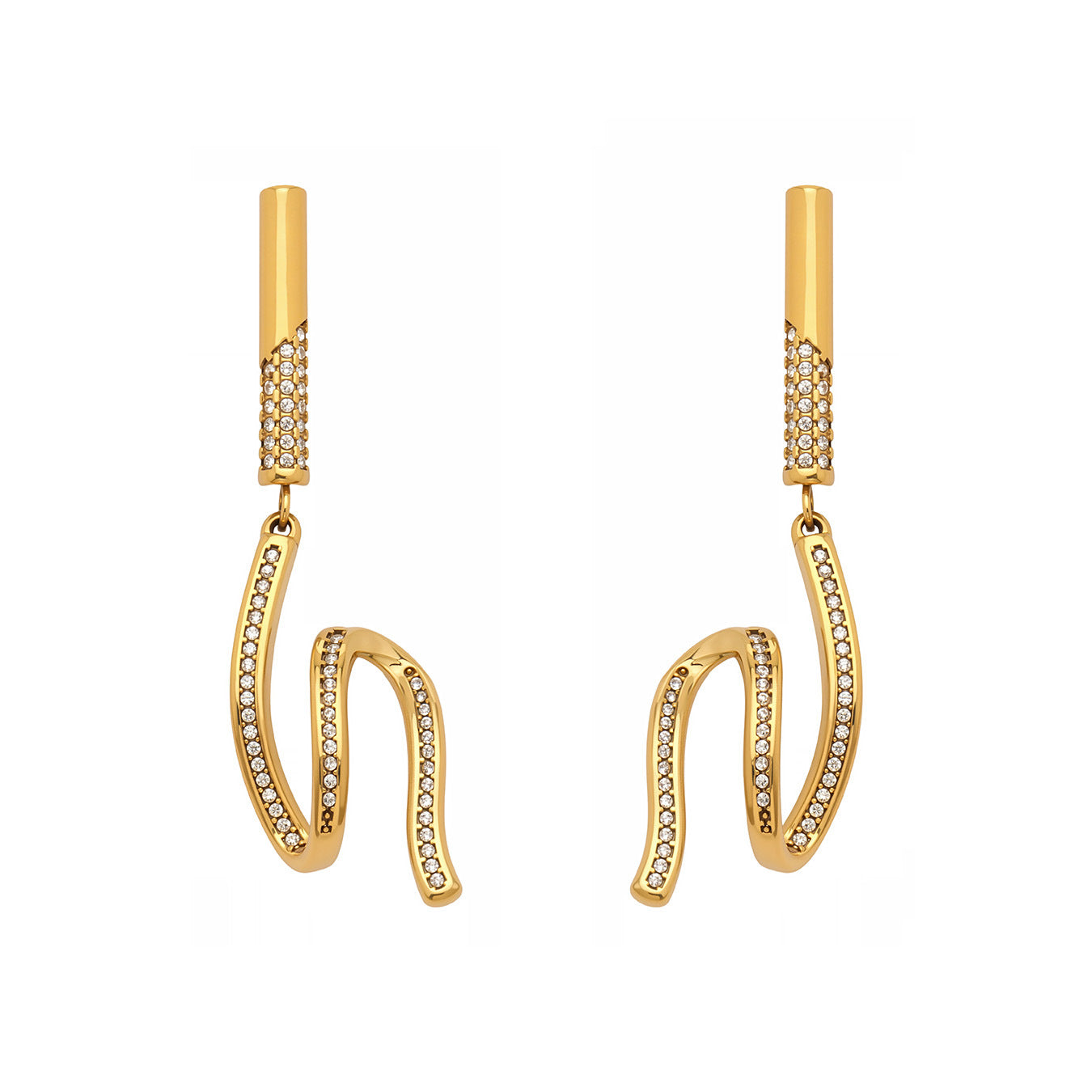 316L Stainless Steel Zircon Wave Drop Earrings