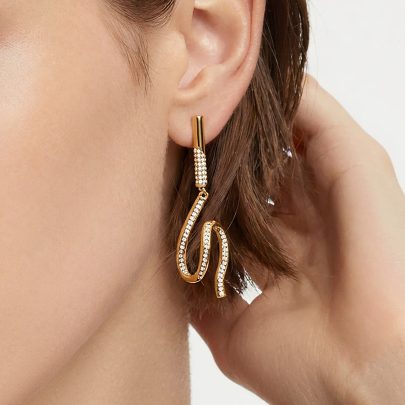 316L Stainless Steel Zircon Wave Drop Earrings