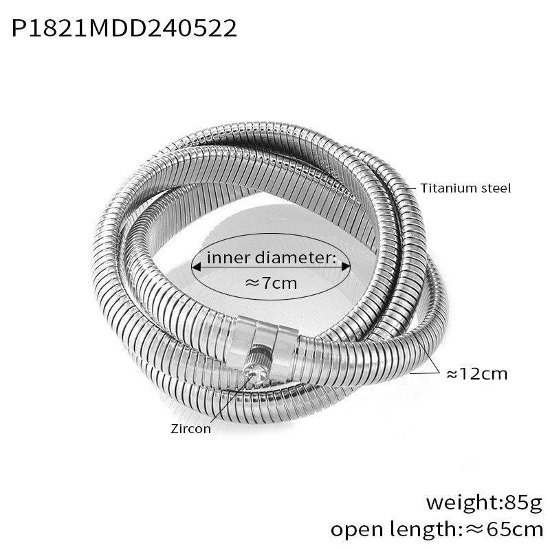 316L Stainless Steel Zirconia Herringbone Necklace - Image 2