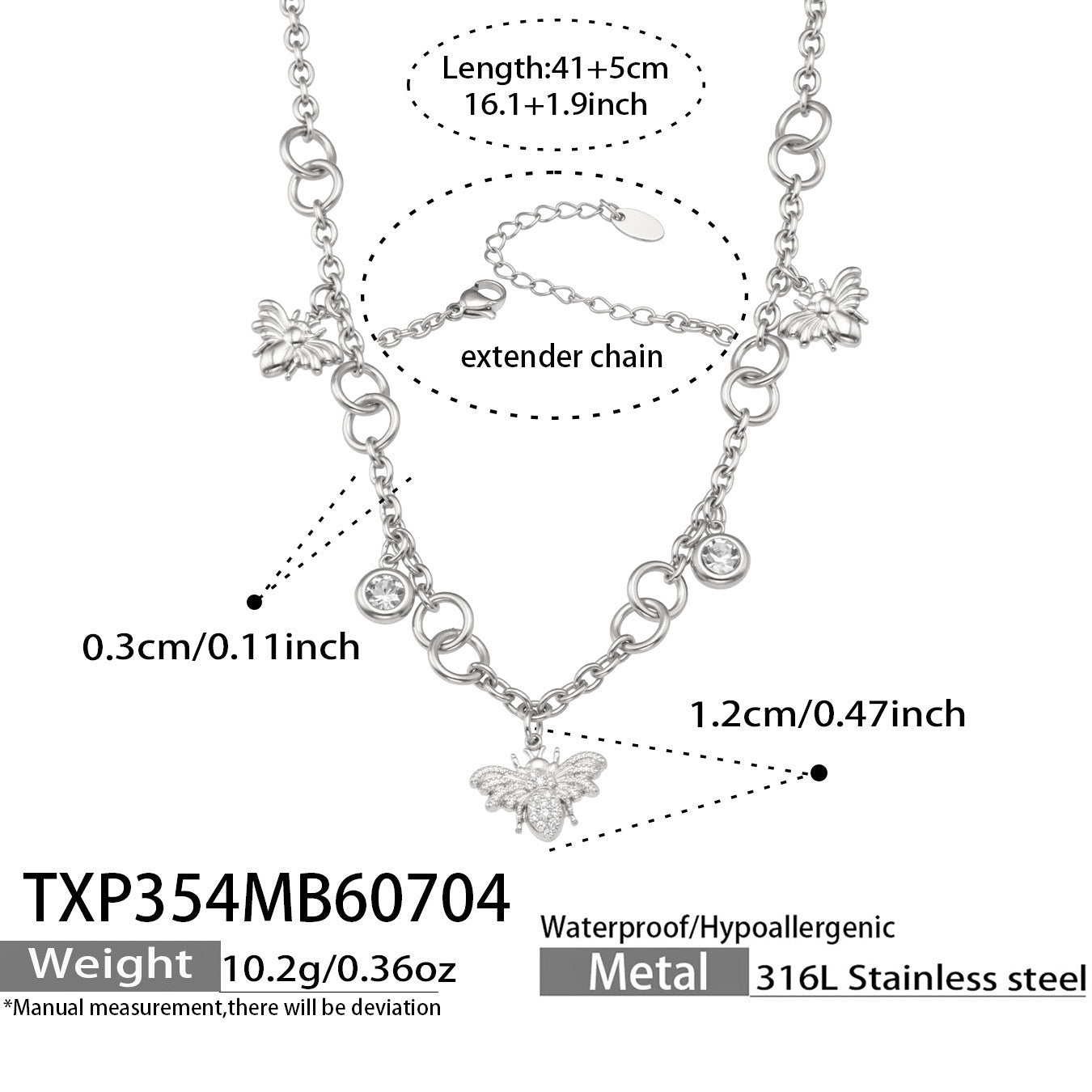 316L Stainless Steel 18K PVD Gold Bee Pendant Necklace made with 316L stainless steel and 18K PVD gold finish for wholesale jewelry buyers - image 10