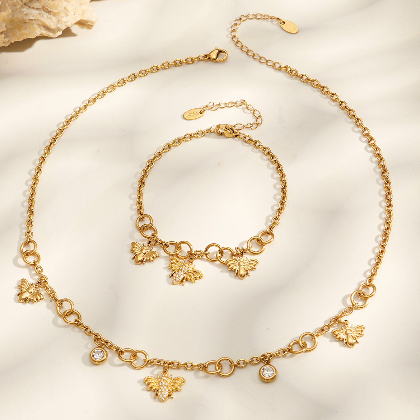316L Stainless Steel 18K PVD Gold Bee Pendant Necklace made with 316L stainless steel and 18K PVD gold finish for wholesale jewelry buyers - image 14