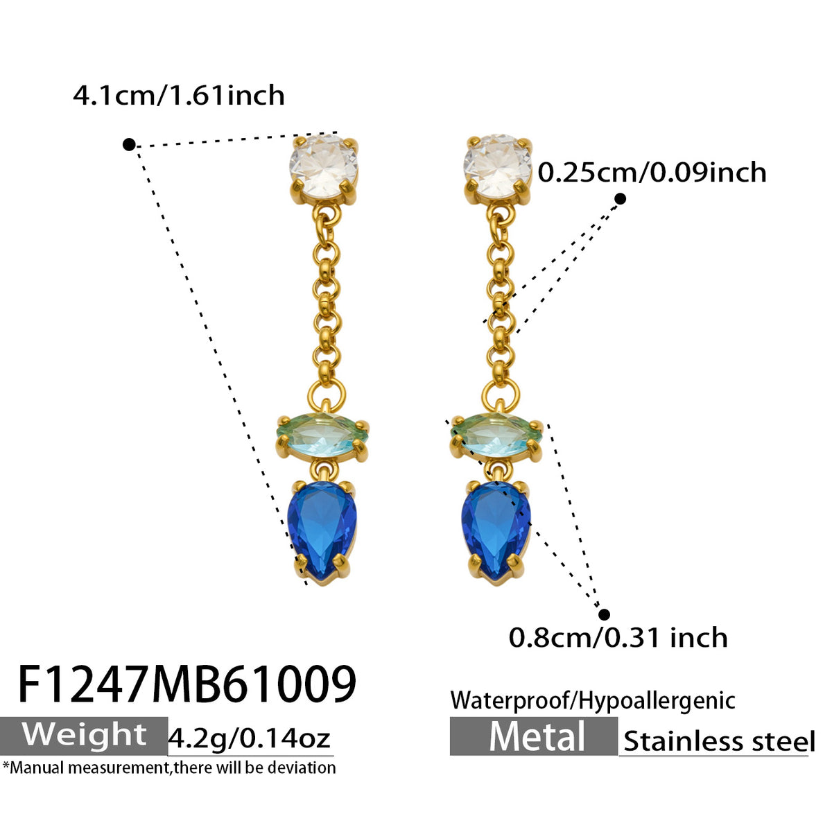 316L Stainless Steel 18K PVD Gold Droplet Earrings made with 316L stainless steel and 18K PVD gold finish for wholesale jewelry buyers - image 10