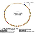 316L Stainless Steel 18K PVD Gold Multicolor Zircon Necklace