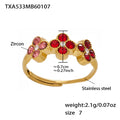 Red Zircon Flower Ring Size 7
