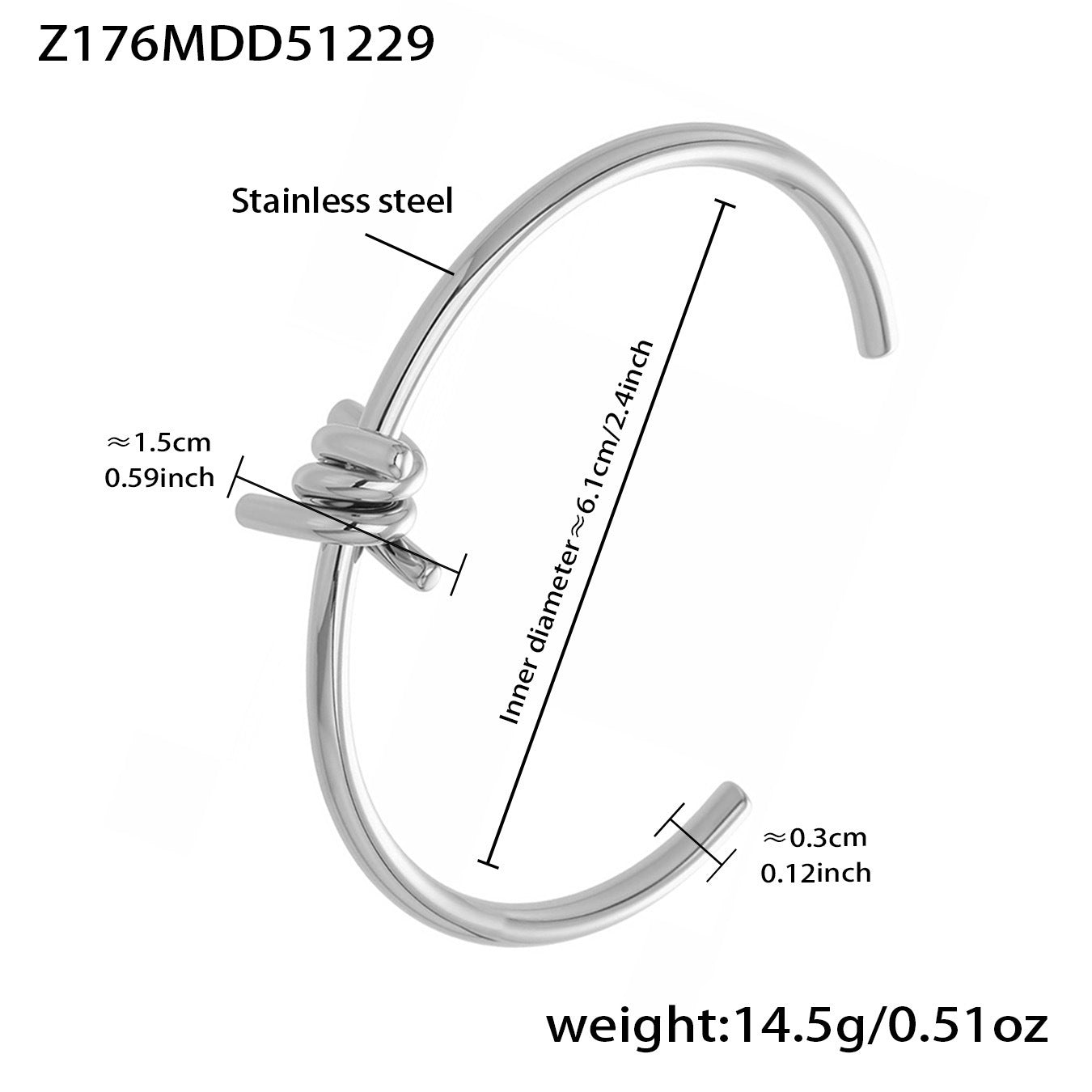 316L Stainless Steel 18K Gold PVD Interlocking Heart Hollow Geometric Bangle