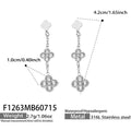 四叶花White锆石Steel / Earrings