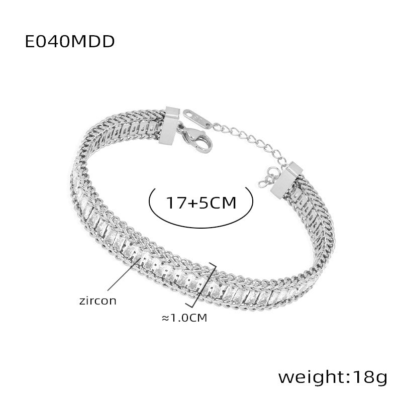316L Stainless Steel Tarnish-Free Colorful Zircon Bracelet