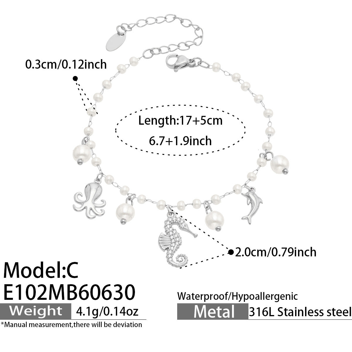 316L Stainless Steel 18K PVD Gold Ocean Collection Bracelet