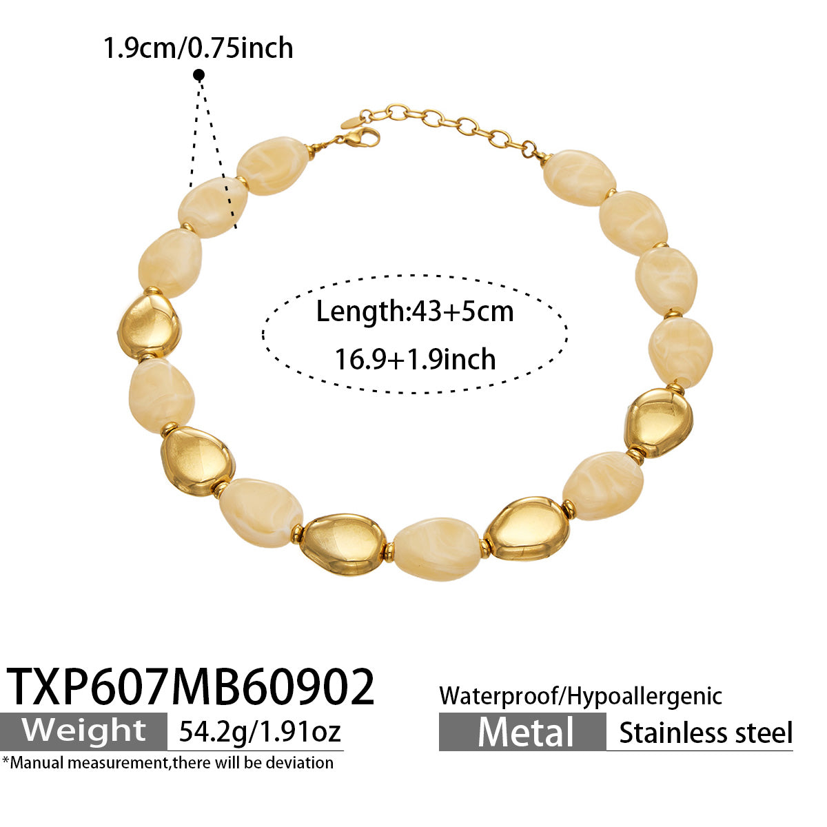Minimalist Oval Resin Bead Necklace & Bracelet Set | 316L Stainless Steel
