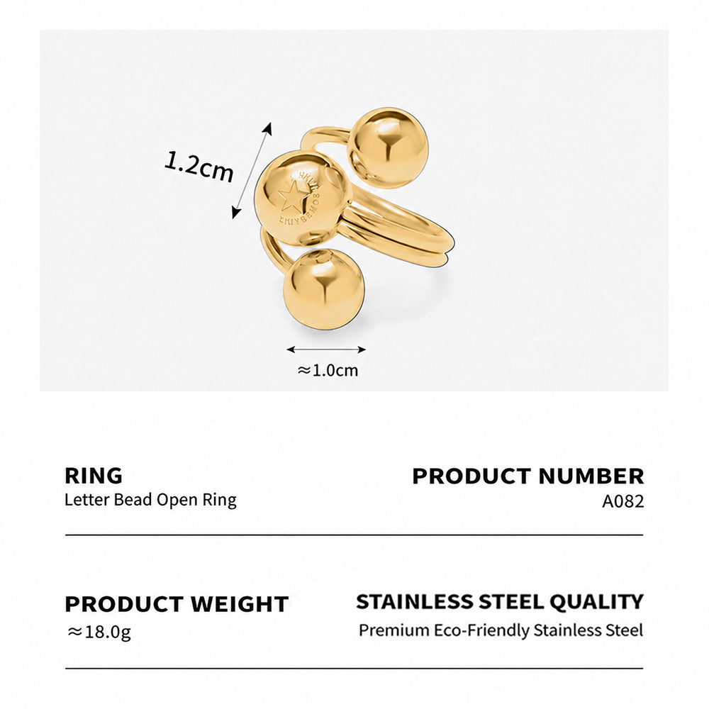 A082 stainless steel star statement ring with size, weight and product specification details