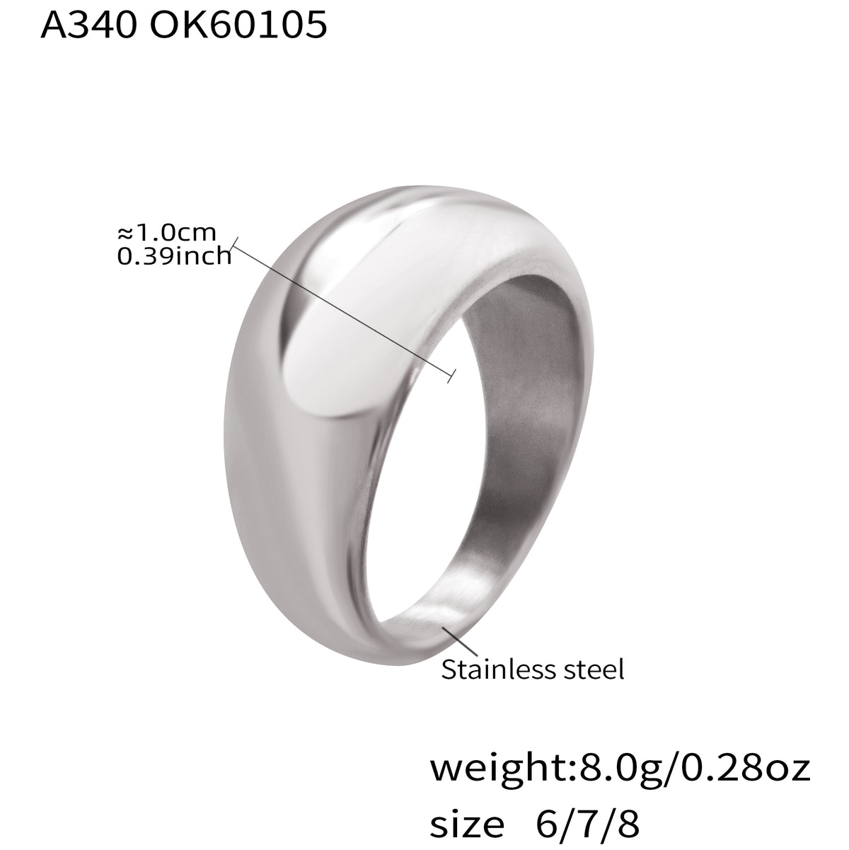 Miduoduo A340 Ring Steel - Dimension & Weight Specifications