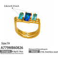 Blue Emerald-Cut CZ Gold Ring / Size 7