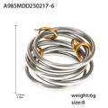 Five-Layer Gold Steel Ring (A985) / Size 5