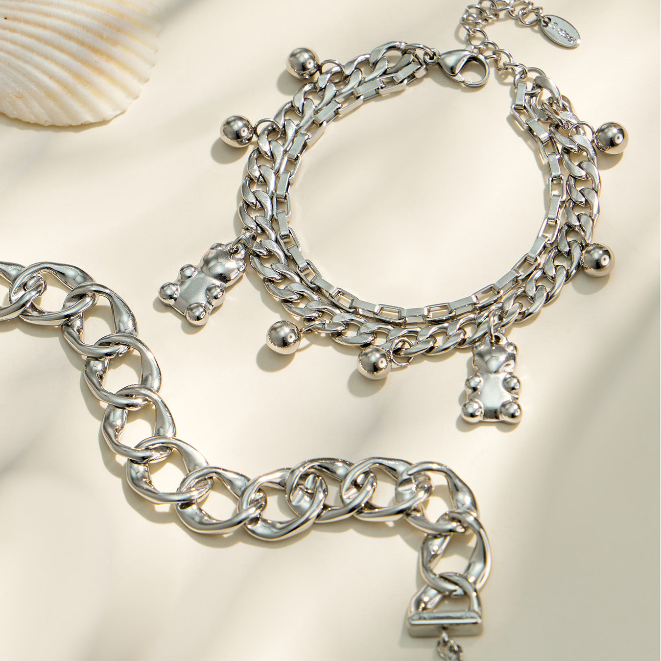 316L Stainless Steel 18K PVD Gold Bear Pendant Chain Bracelet made with 316L stainless steel and 18K PVD gold finish for wholesale jewelry buyers - image 7