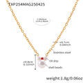 Necklace / Gold Bow Shell Pearl 34+6 / 6cm