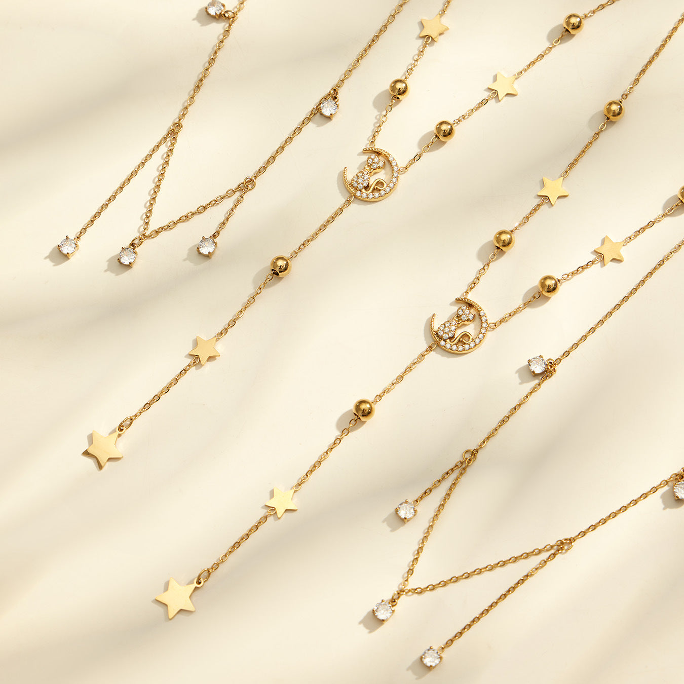 316L Stainless Steel 18K PVD Gold Cat Star Pendant Necklace made with 316L stainless steel and 18K PVD gold finish for wholesale jewelry buyers - image 10
