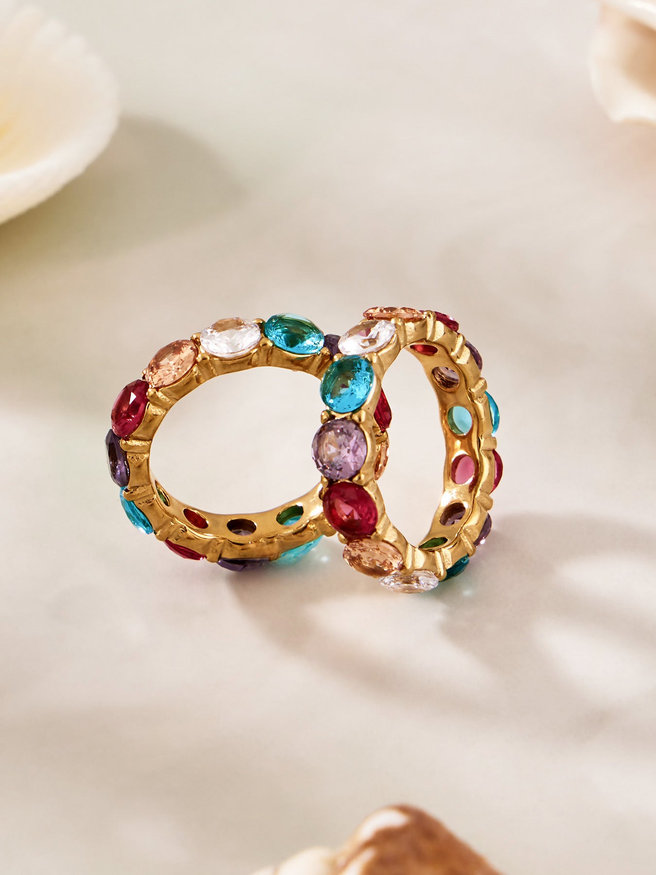Chunky zircon ring with colorful stones for modern fashion jewelry collections