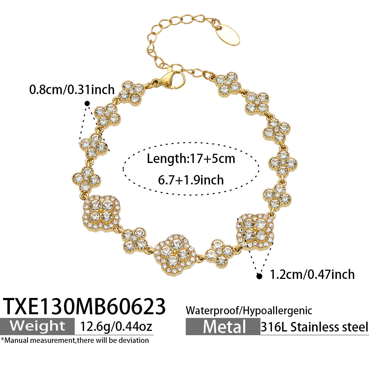 316L Stainless Steel 18K PVD Gold Clover Bracelet made with 316L stainless steel and 18K PVD gold finish for wholesale jewelry buyers - image 8