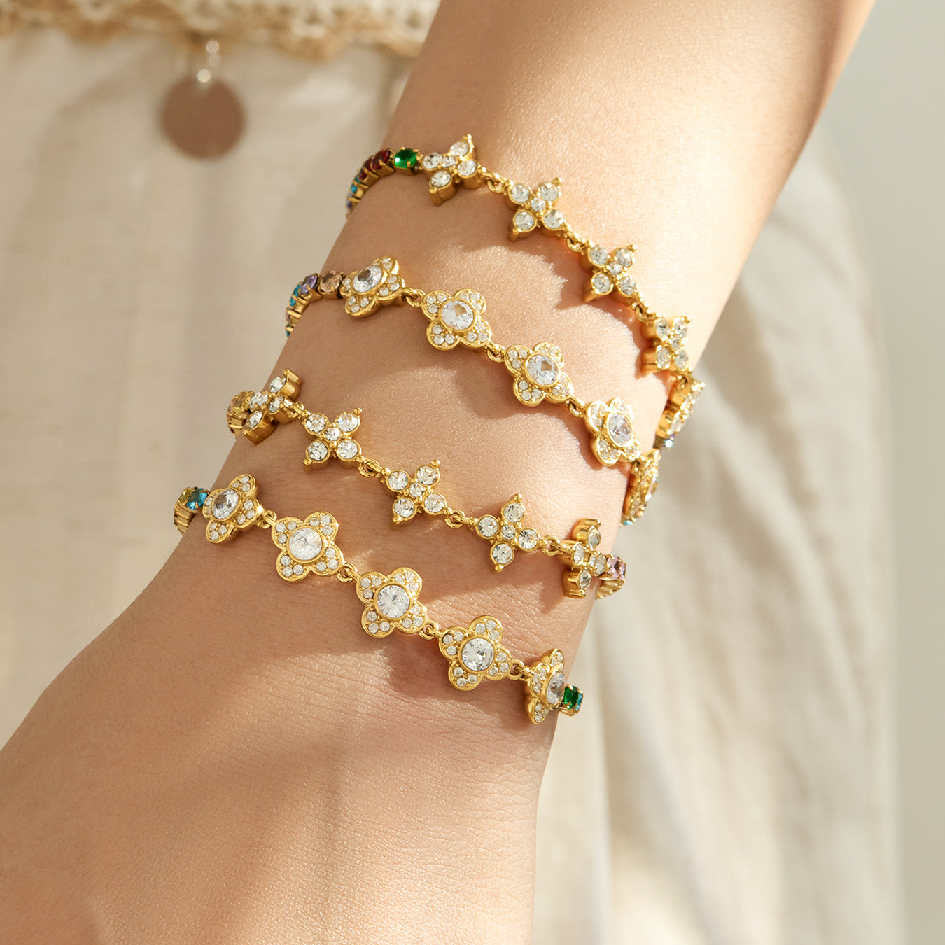316L Stainless Steel 18K PVD Gold Clover Zircon Bracelet made with 316L stainless steel and 18K PVD gold finish for wholesale jewelry buyers - image 8