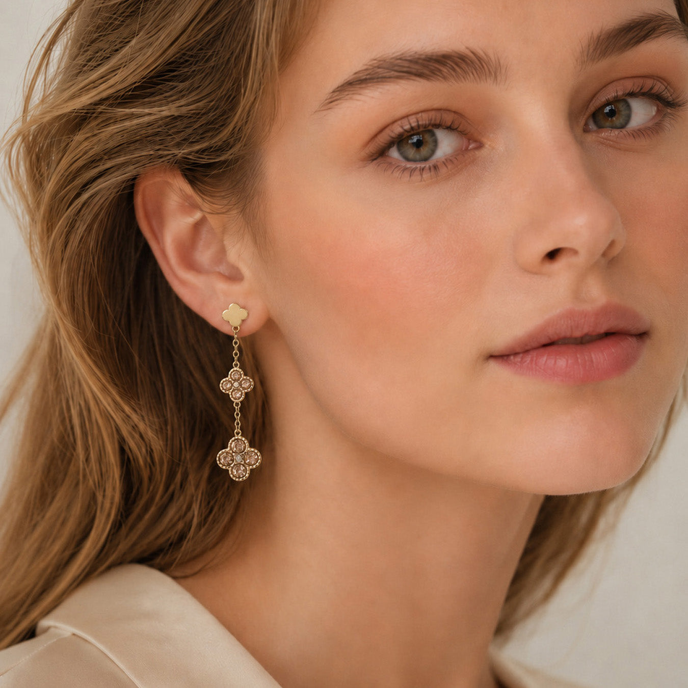 316L Stainless Steel 18K PVD Gold Clover Zircon Earrings made with 316L stainless steel and 18K PVD gold finish for wholesale jewelry buyers - image 11