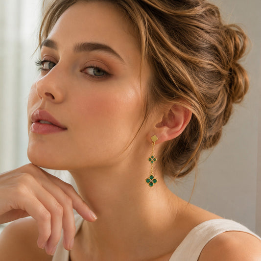 316L Stainless Steel 18K PVD Gold Clover Zircon Earrings made with 316L stainless steel and 18K PVD gold finish for wholesale jewelry buyers - image 6