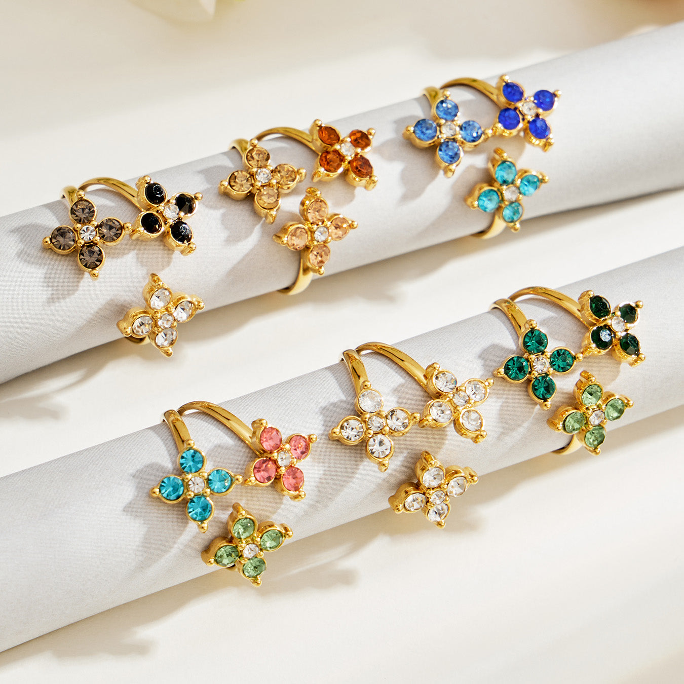316L Stainless Steel 18K PVD Gold Clover Zircon Ring made with 316L stainless steel and 18K PVD gold finish for wholesale jewelry buyers - image 3