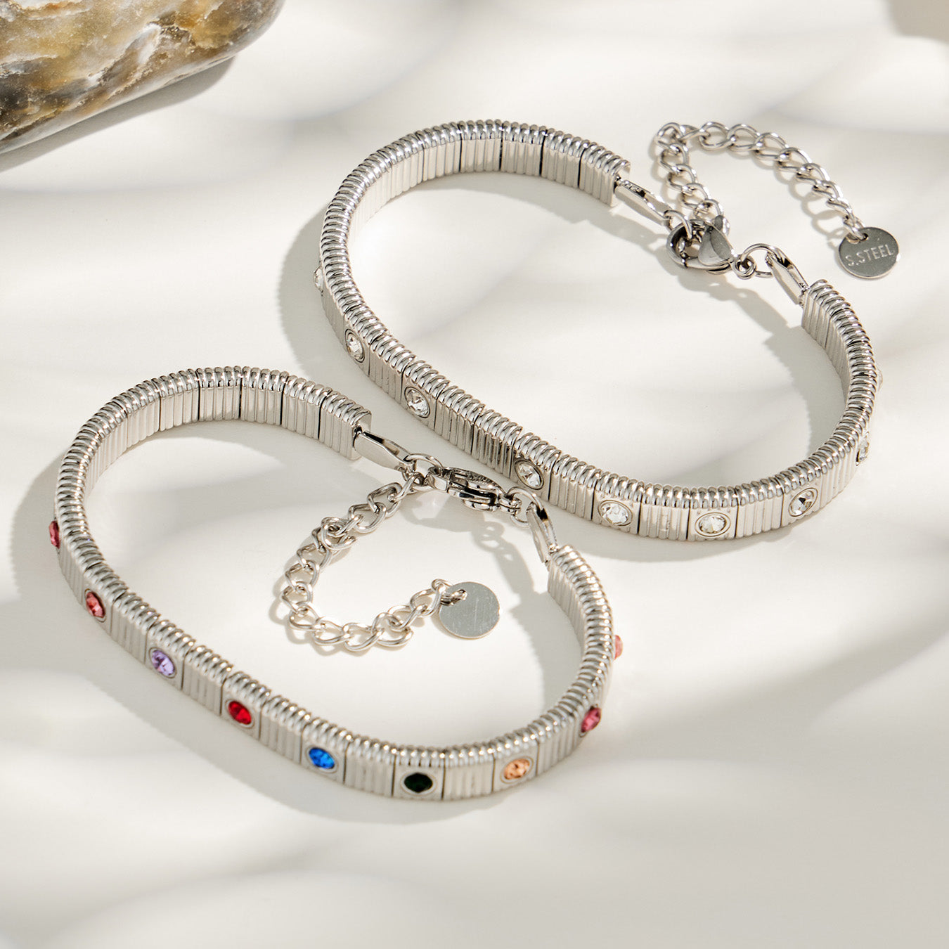 316L Stainless Steel 18K PVD Gold Colorful Zircon Bracelet made with 316L stainless steel and 18K PVD gold finish for wholesale jewelry buyers - image 16