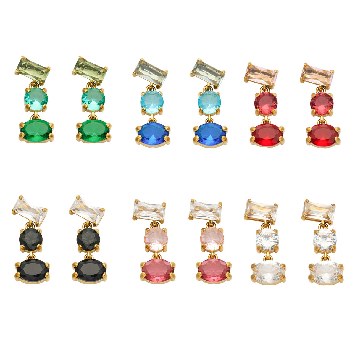 316L Stainless Steel 18K PVD Gold Colorful Zircon Earrings made with 316L stainless steel and 18K PVD gold finish for wholesale jewelry buyers - image 18