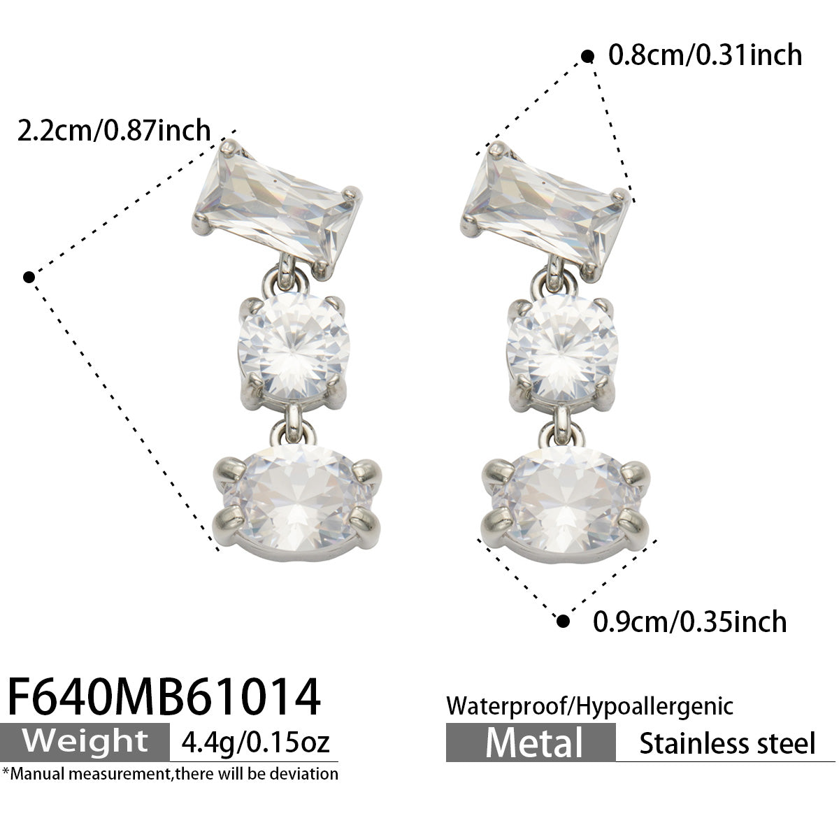 316L Stainless Steel 18K PVD Gold Colorful Zircon Earrings made with 316L stainless steel and 18K PVD gold finish for wholesale jewelry buyers - image 6
