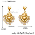 TXF519-Gold Shell Pearl Heart Earrings