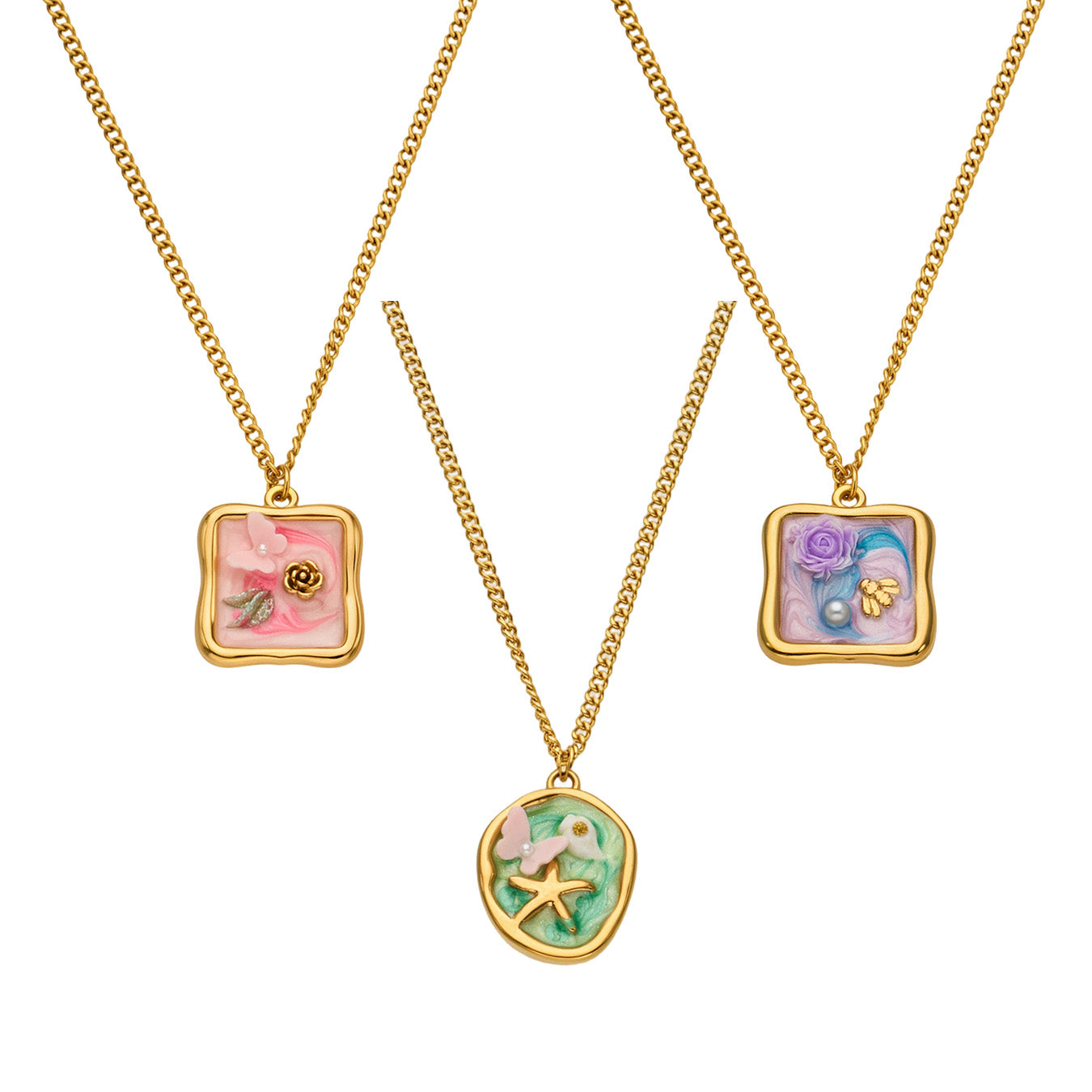Custom Enamel Floral Necklace Manufacturing | 316L Stainless Steel OEM Jewelry