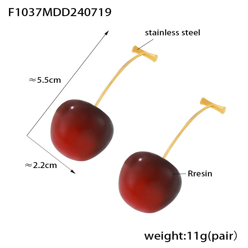 Deep red gradient cherry drop earrings length and weight specification guide