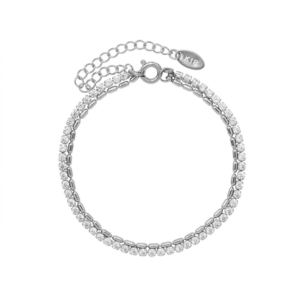 Stunning 316L stainless steel double layer zircon bracelet in gold