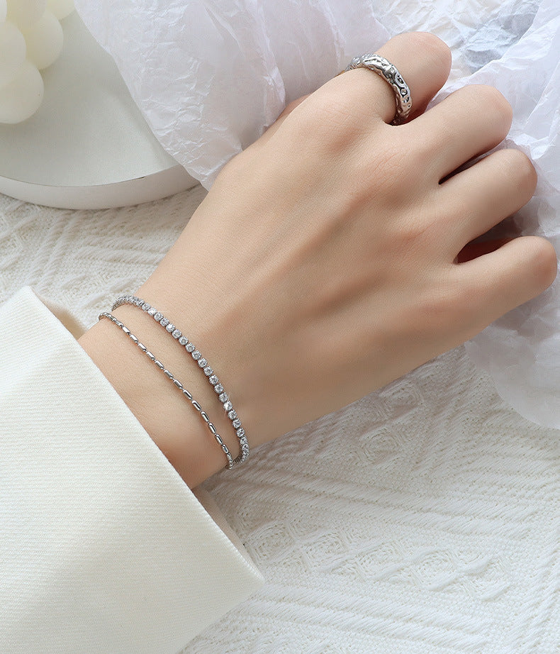 316L Stainless Steel 18K PVD Gold Double Layer Zircon Bracelet made with 316L stainless steel and 18K PVD gold finish for wholesale jewelry buyers - image 6