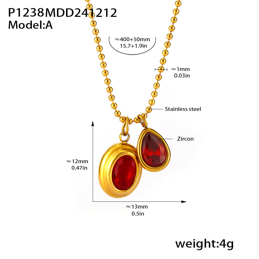 MiduoduoJewelry double red zircon pendant necklace dimensions, weight and specification guide