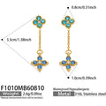 Blue Four‑Leaf Clover Zircon Gold / Earrings
