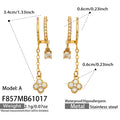 Four-Leaf Clover CZ / Gold-tone / Earrings