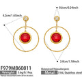 Red Glass / Gold / Drop Earrings