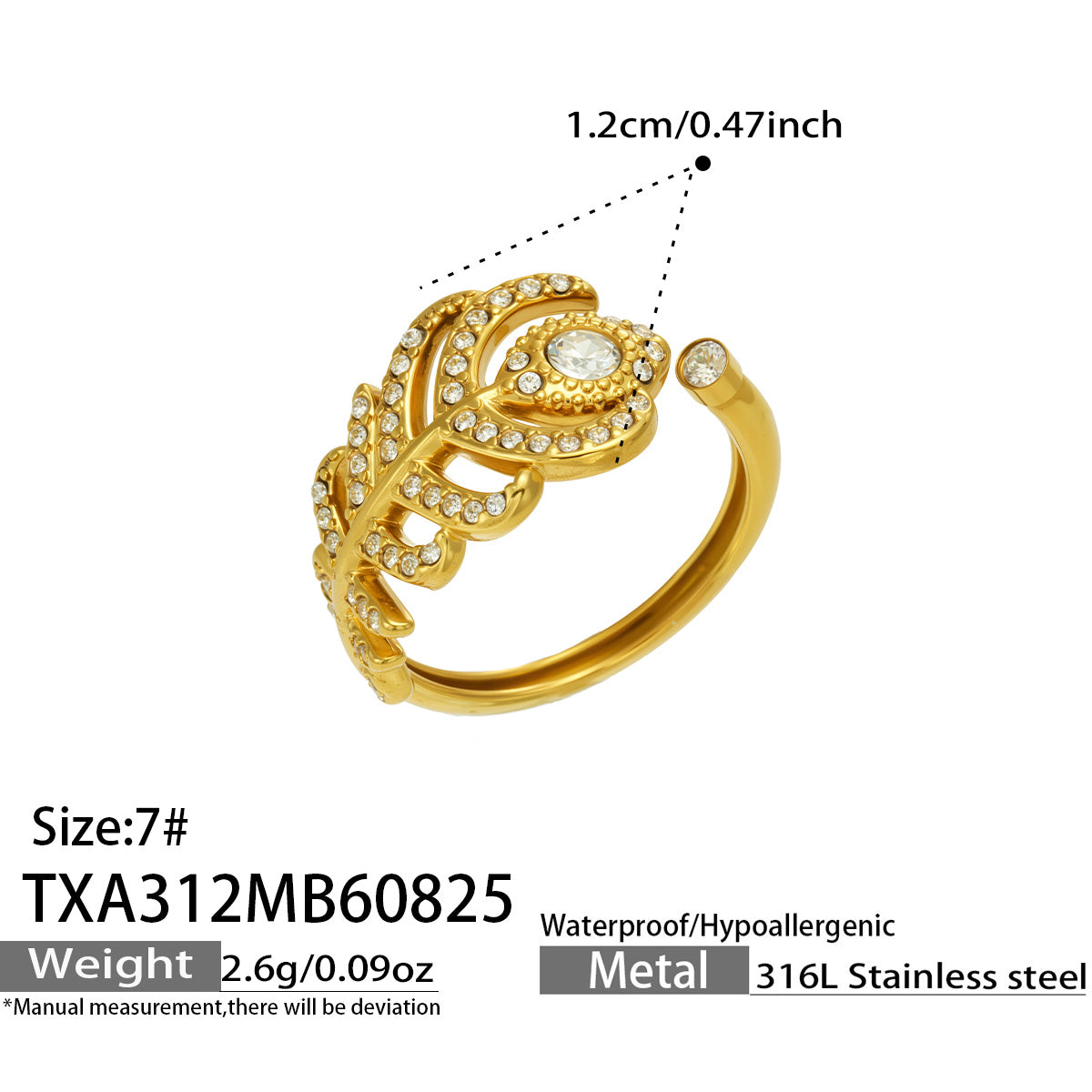 Stylish gold-plated earrings featured with the feather ring