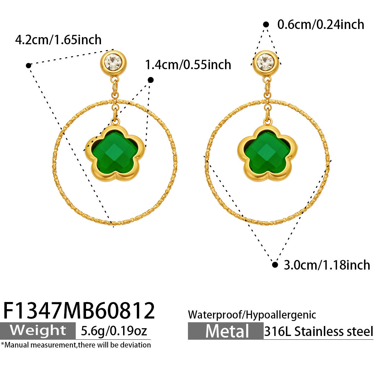 Elegant five petal flower earrings in gold