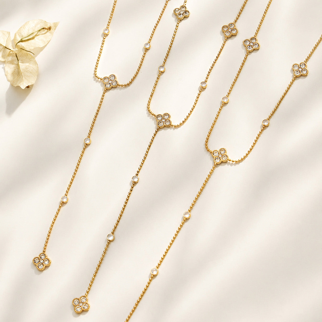 316L Stainless Steel 18K PVD Gold Four Leaf Clover Necklace made with 316L stainless steel and 18K PVD gold finish for wholesale jewelry buyers - image 11